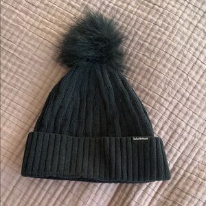 Lululemon Black Knit Beanie with Pom